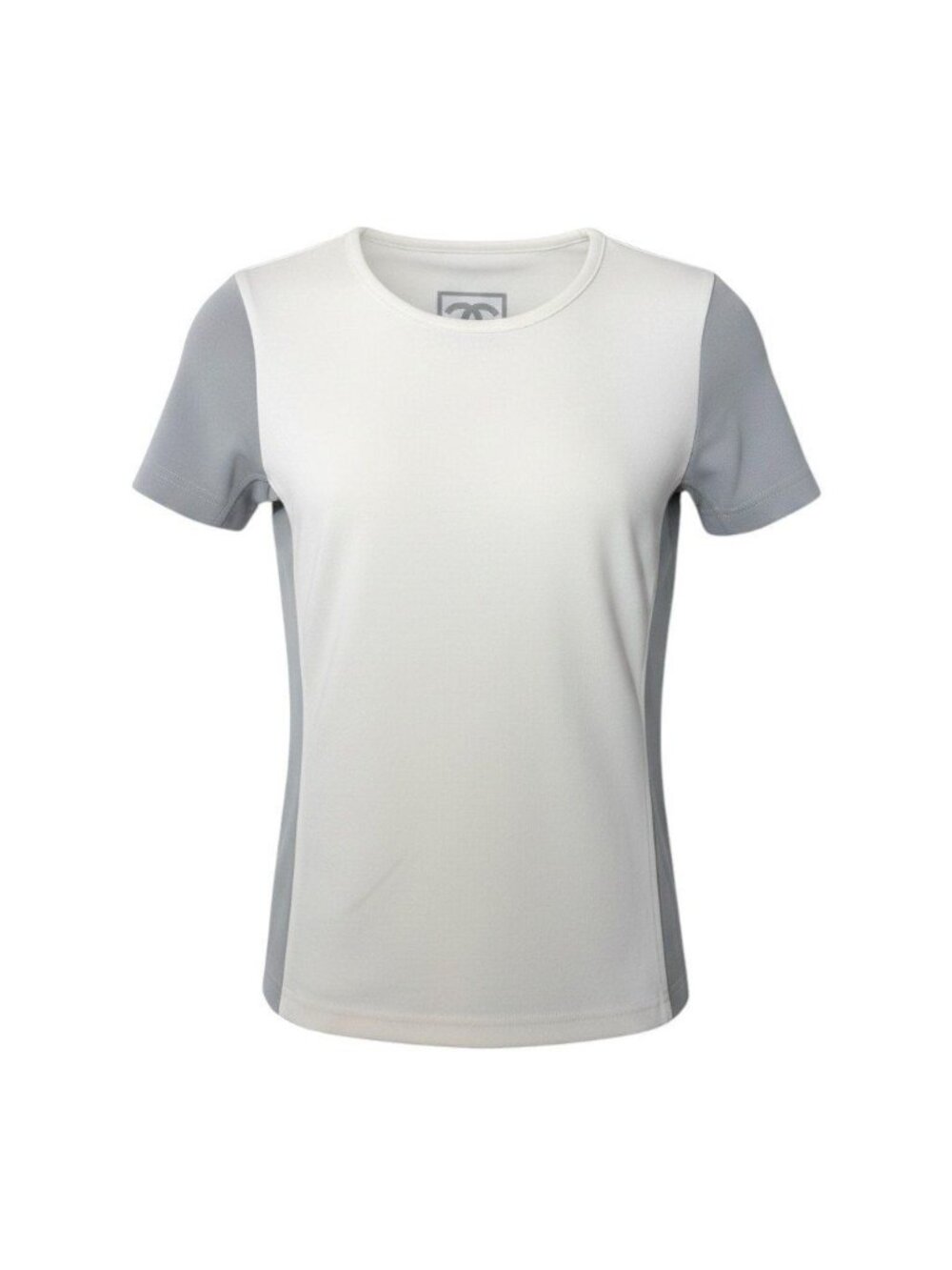 Chanel Sports Line Jumbo CC Logo Short Sleeve Top Ivory Gray Polyamide